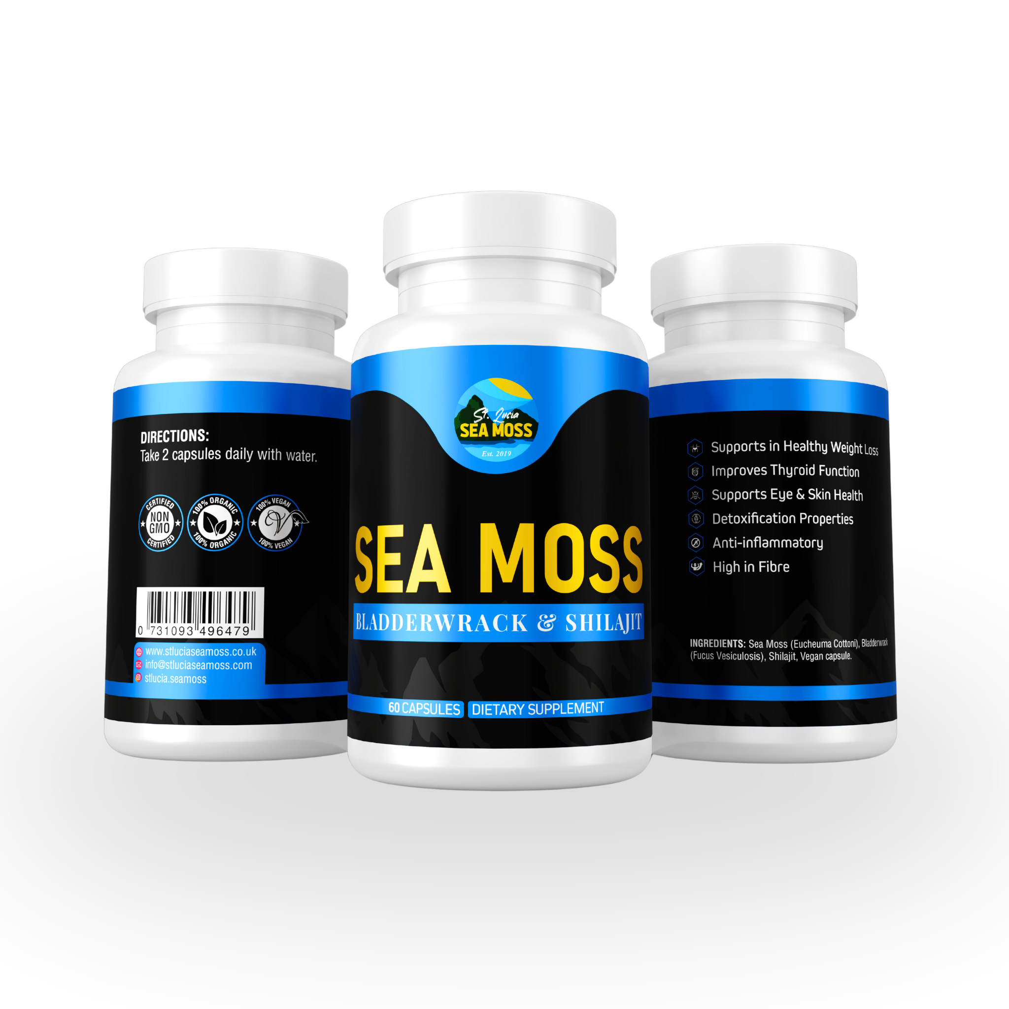 Sea Moss, Bladderwrack & Shilajit Capsules - St Lucia Sea Moss