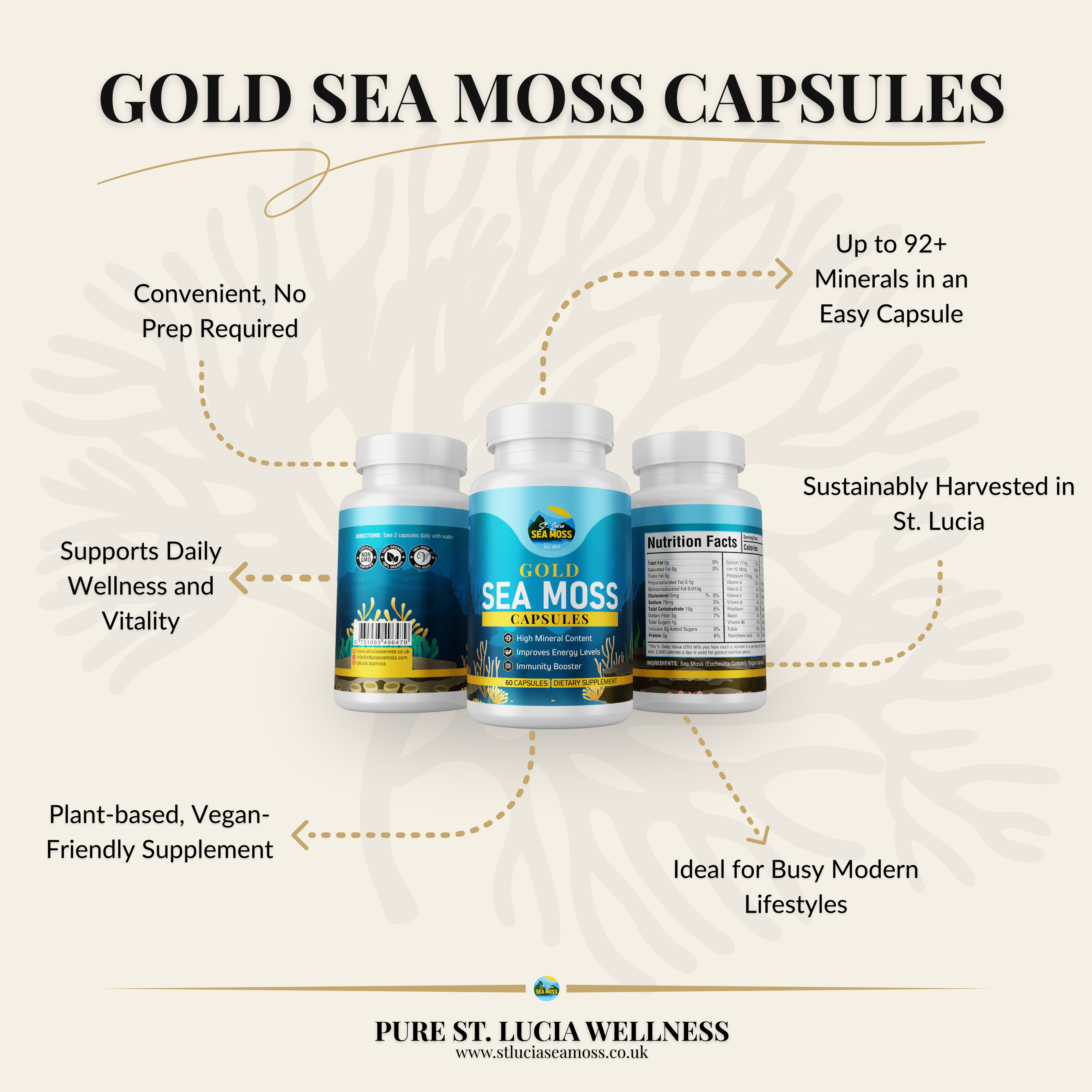Gold St Lucia Sea Moss Capsules