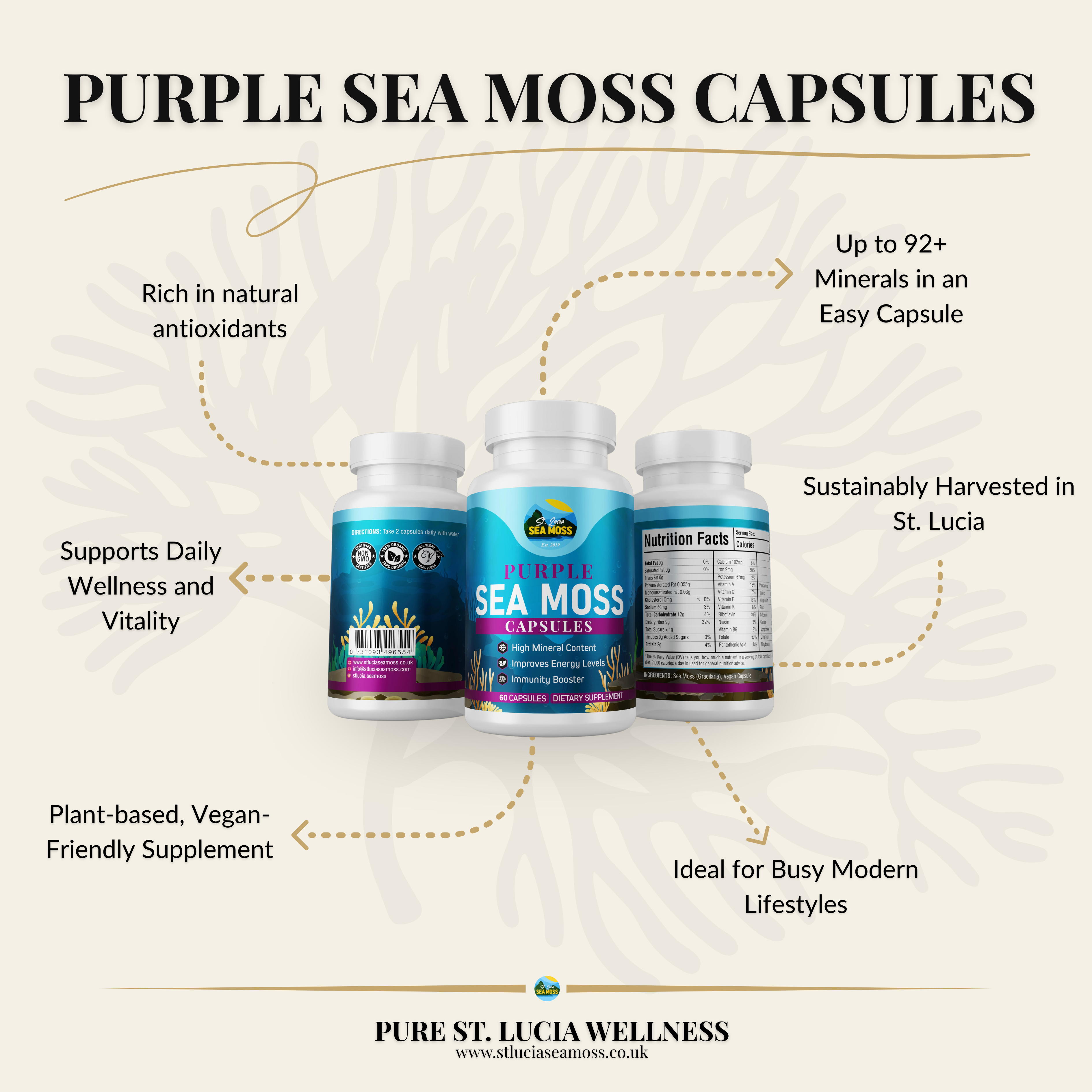 Purple St Lucia Sea Moss Capsules