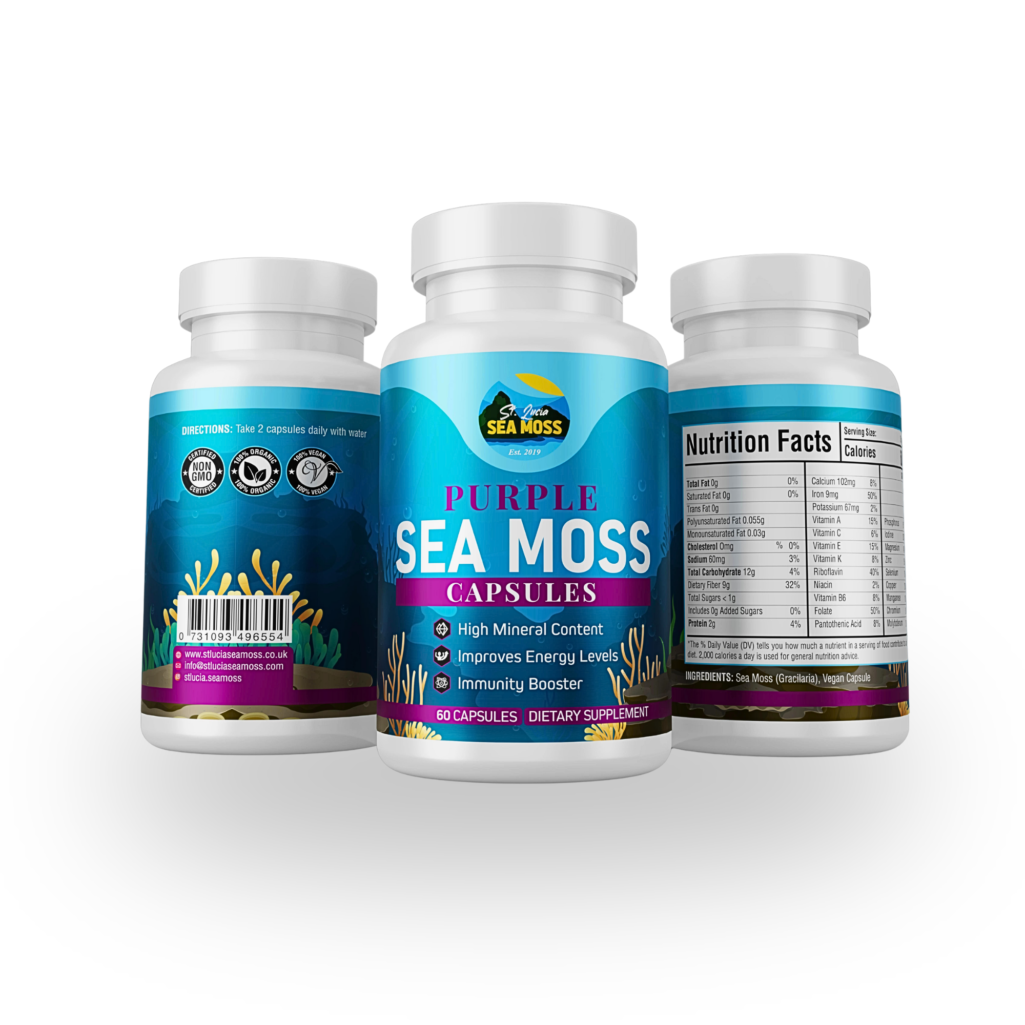 Purple St Lucia Sea Moss Capsules - St Lucia Sea Moss