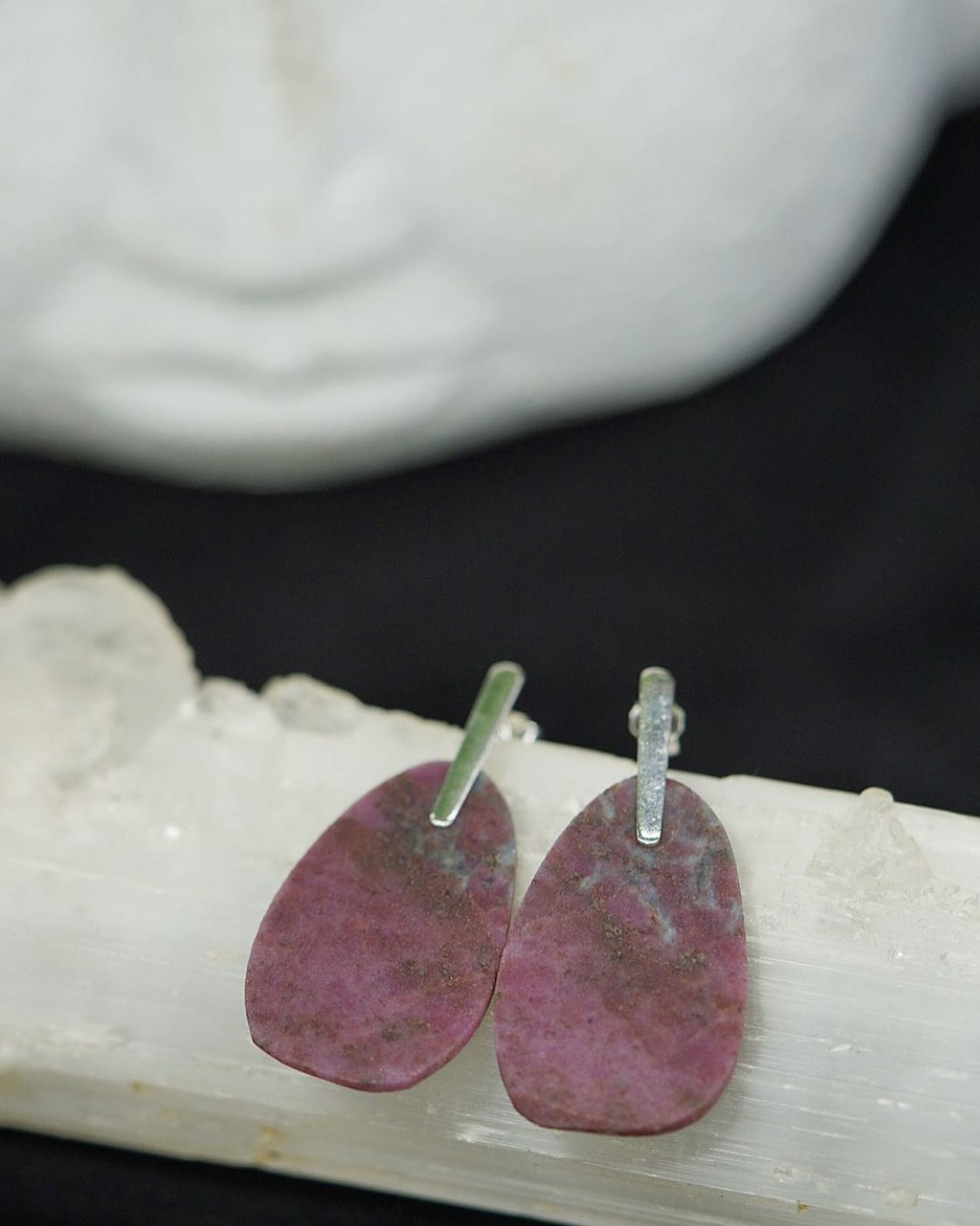 Natural Ruby Silver Earrings - St Lucia Sea Moss