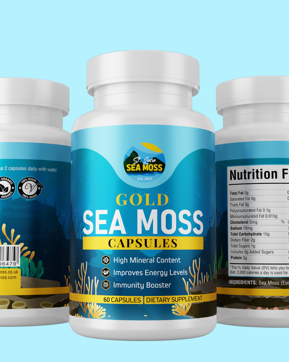 Buy Gold St Lucia Sea Moss Capsules in UK | St Lucia Sea Moss
