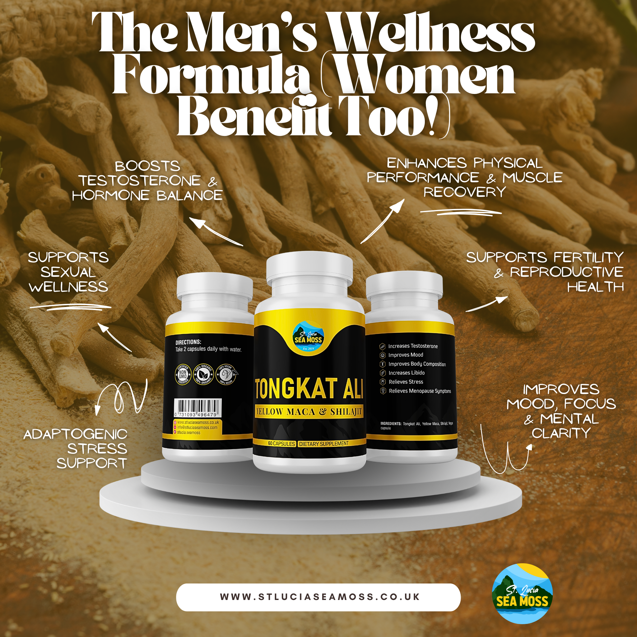 TongAli, Yellow Maca & Shilajit Capsules - St Lucia Sea Moss